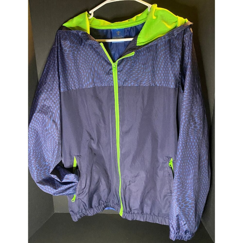 Superman Jacket Blue Green Mens M Bioworld DC Comics Six Flags Windbreaker